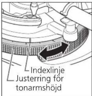 TECHNICS EAHF70N - Justera höjden med justerringen för tonarmshöjd. - 2
