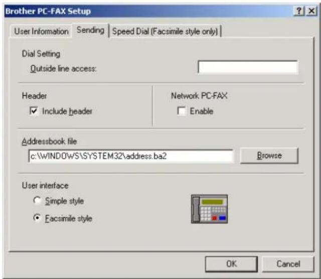 BROTHER NC8100h - Configuration des informations d'envoi - 1