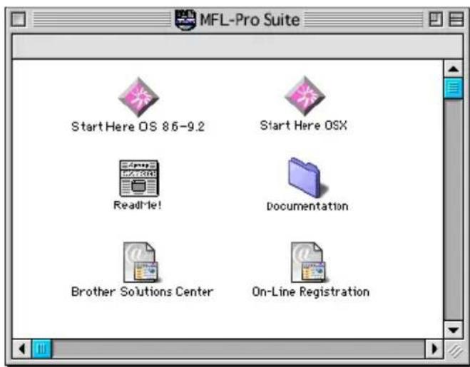 MFL-Pro Suite Start Here OS 86-9.2 Start Here OSX Read'1e! Documentation Brother Solutions Center On-Line Registration
