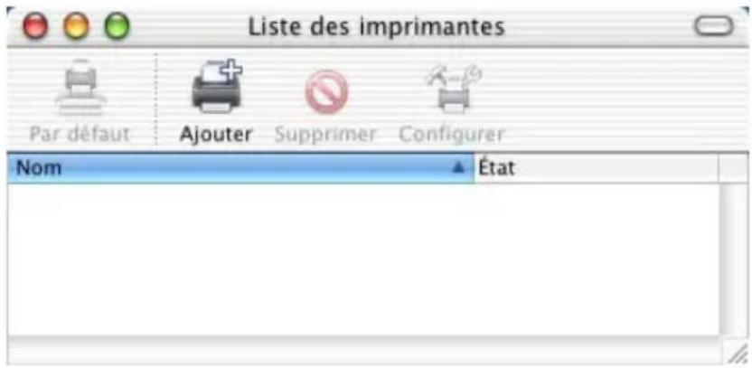 Liste des imprimantes Par défaut Ajouter Supprimer Configurer Nom État
