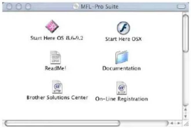 MFL-Pro Suite Start Here OS 8.6-9.2 Start Here OSX ReadMe! Documentation Brother Solutions Center On-Line Registration