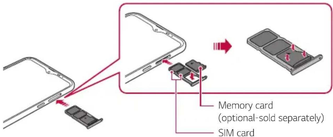 LG K50S - Inserting the memory card - 1