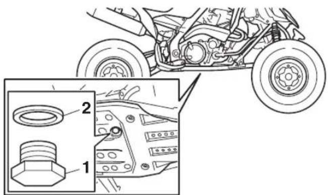 YAMAHA YFM700R (2016) - Changement de l'huile moteur (avec ou sans remplacement de I'élement du filtré à huile) - 2