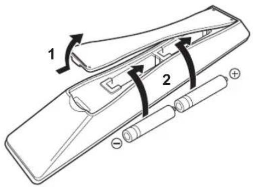 YAMAHA AS1200 - ■Batterien in die Fernbedienung einsetzen - 1