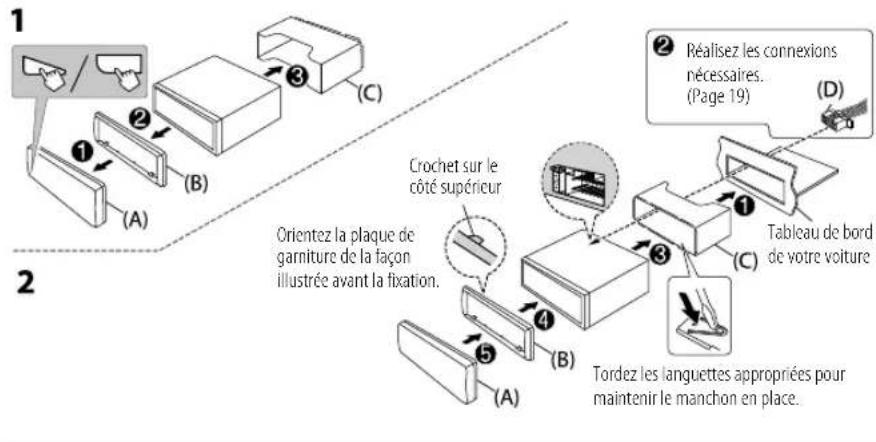 JVC KDT401 - Installation de l'appareil (montage encastré) - 1