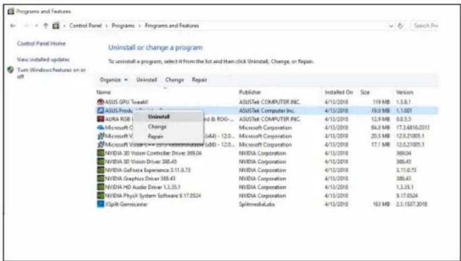 ASUS PHGTX1050TI4G - Disinstallazione di ASUS APRP in Windows® 10/8.1/8/7 (64-bit) - 1