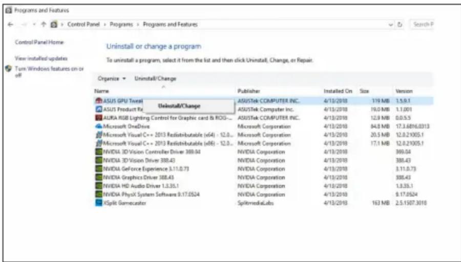 ASUS DUALGTX1660A6GEVO - Odstranjevanje pripomočka ASUS GPU Tweak v sistemih Windows® 10 / 8.1 / 8 / 7 (64-bitne izdaje) - 1