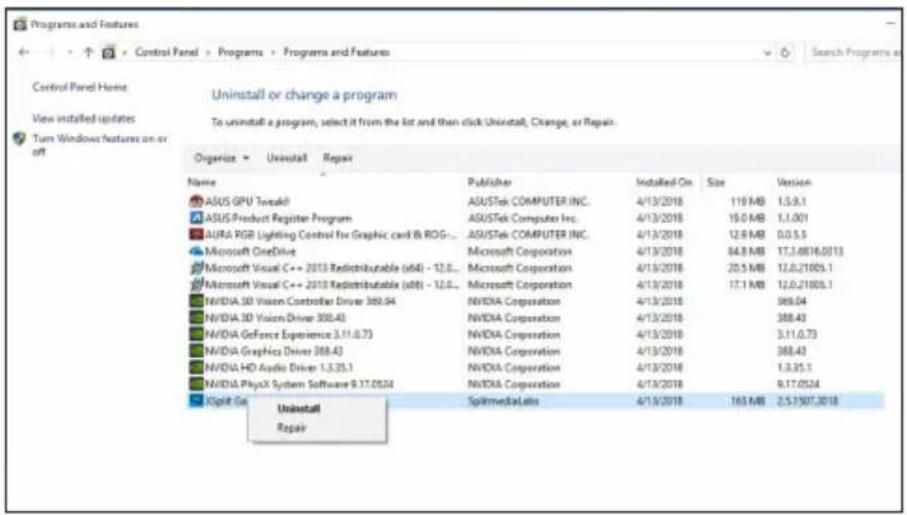 ASUS DUALGTX1660A6GEVO - Removing XSplit Gamecaster in Windows ^ 10 / 8.1 / 8 / 7 (64-bit) - 1