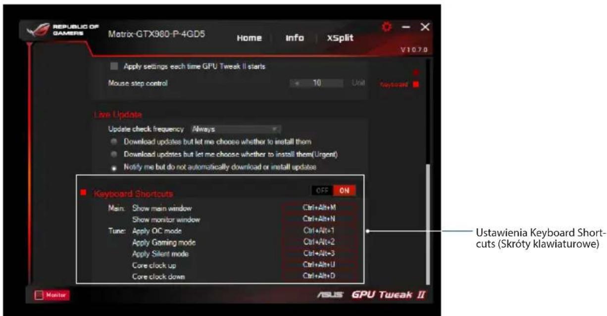 ASUS GTX760DC24GD5 - Skróty klawiaturowe - 1