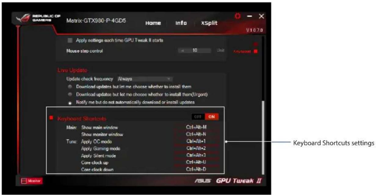 ASUS DUALGTX1050TI4GV2 - Keyboard Shortcuts - 1