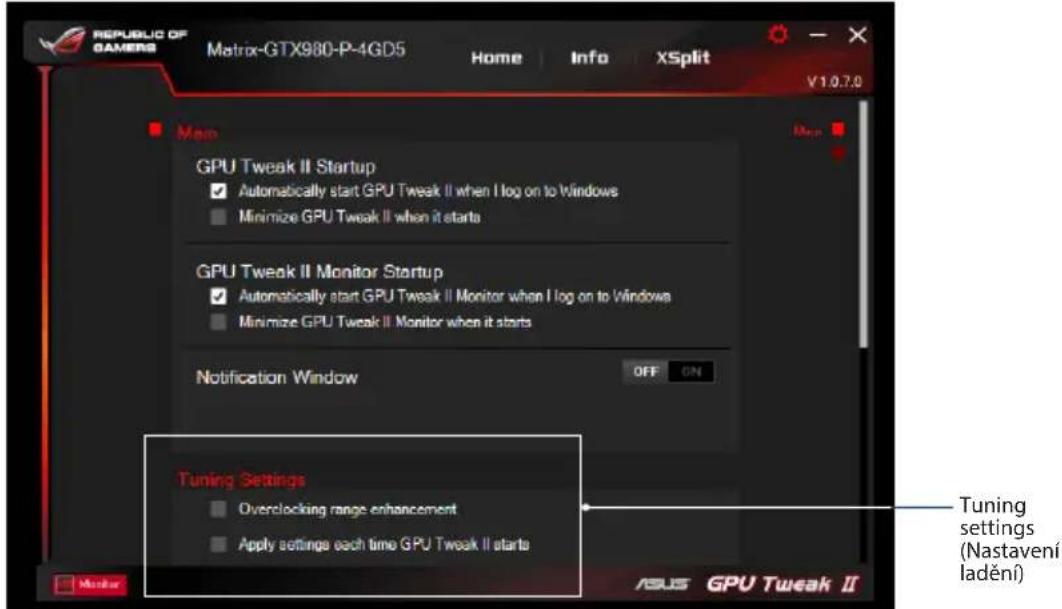 ASUS DUALGTX1050TI4GV2 - Tuning Settings (Nastaveni ladeni) - 1