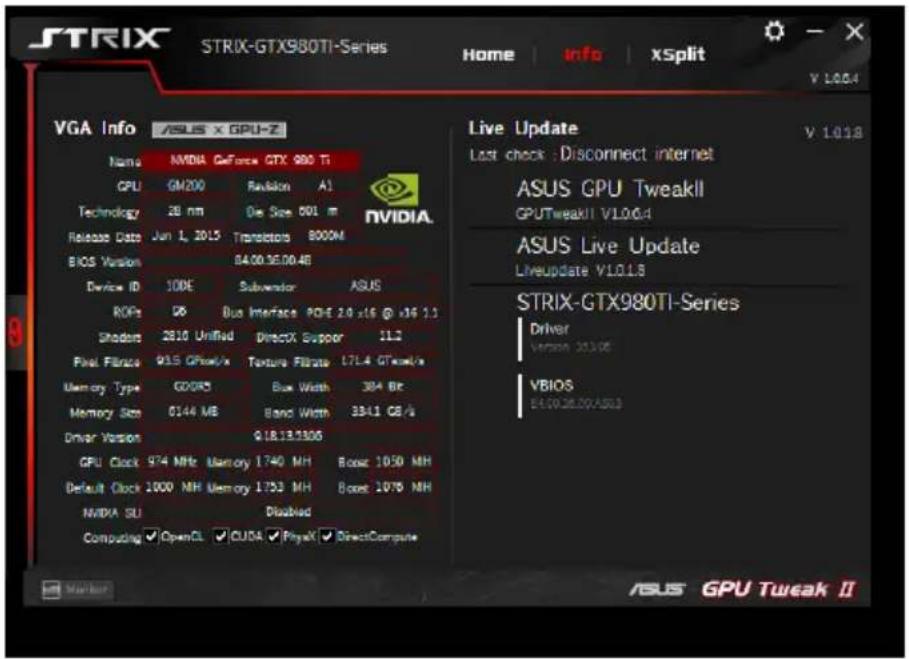 ASUS DUALGTX1050TI4GV2 - VGA-info en Live Update krijgen - 1