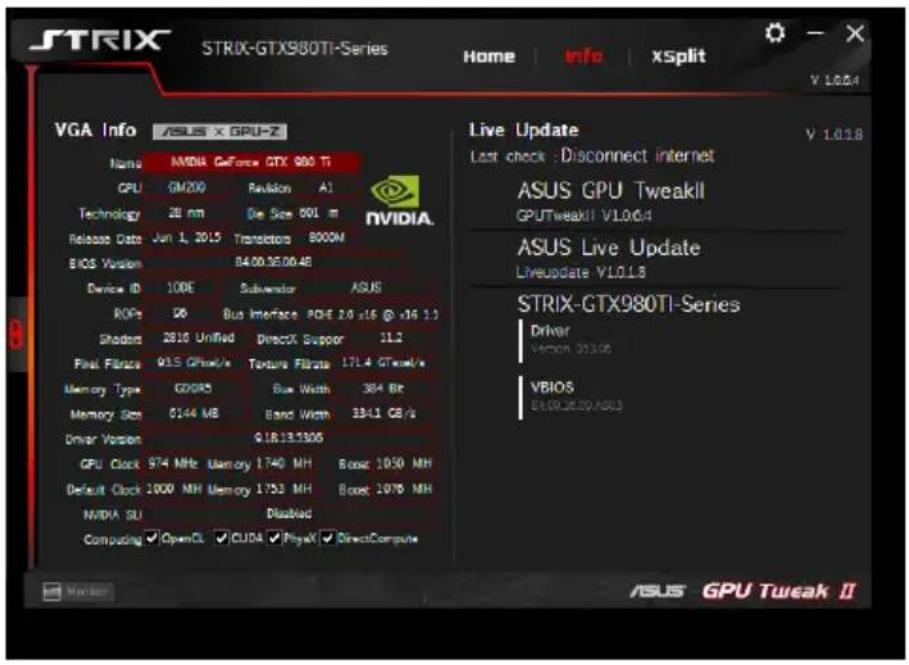 ASUS DUALGTX1050TI4GV2 - Obtenir les informations VGA et live update - 1