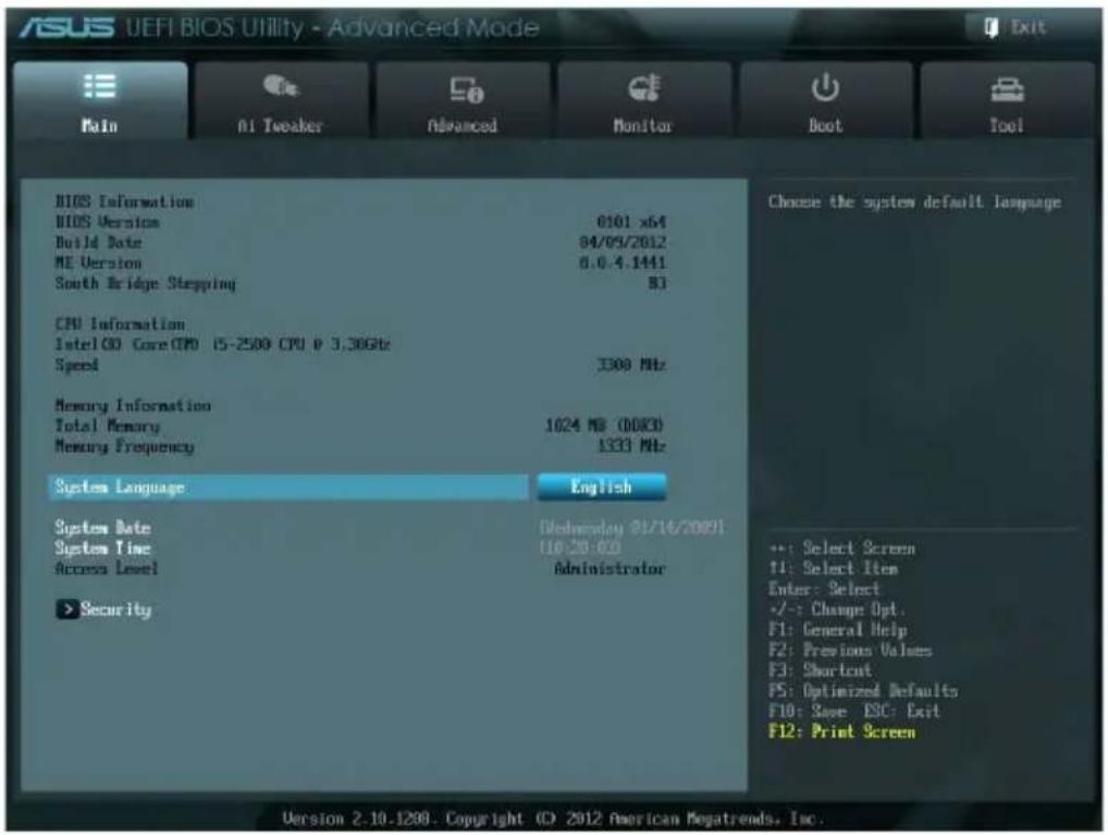 ASUS P8H61MX USB3 - 主菜单（Main） - 1