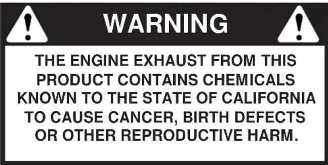 TROY-BILT TB475SS - CALIFORNIA PROPOSITION 65 WARNING - 1