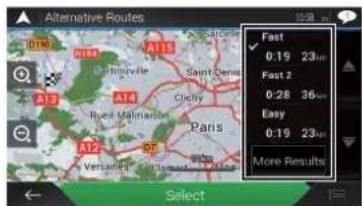 PIONEER AVICZ810DAB - Vérification d'itinéraires alternatifs - 2