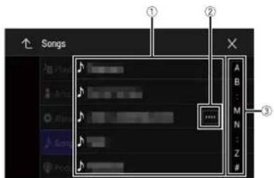 PIONEER AVICZ810DAB - Utilisation des écrans de liste - 1