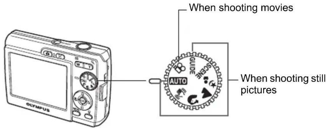 OLYMPUS X745 - a. Set the mode dial to AUTO. - 1