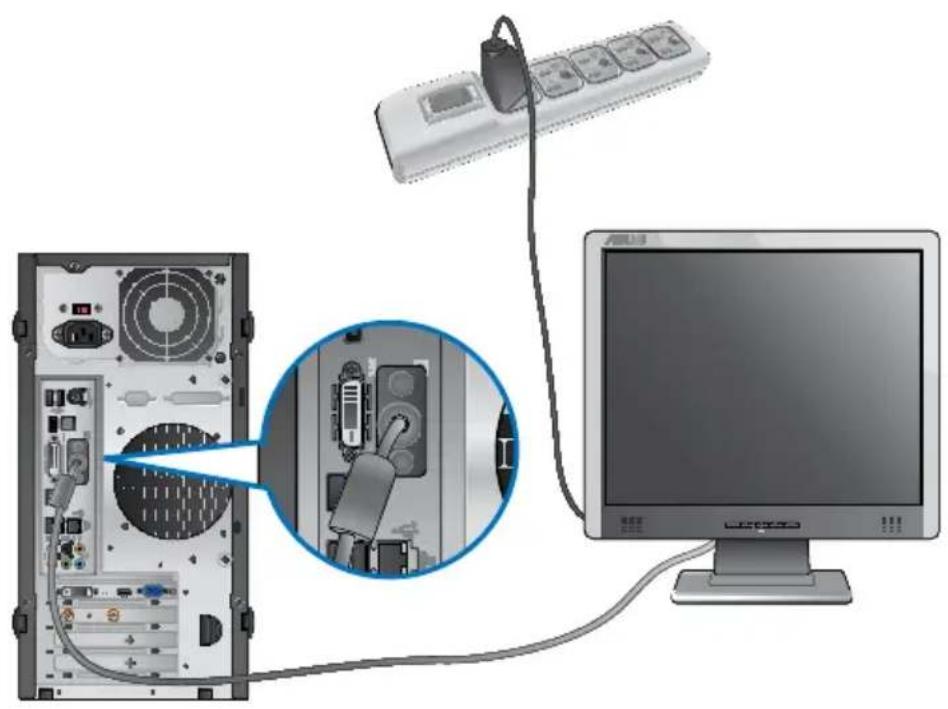 ASUS BM1845 - W celu podłączenia zewnętrznego monitora, z wykorzystaniem wbudowanych portów wyjścia wyświetlania: - 1
