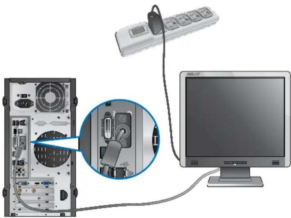 ASUS BM1845 - So verbinden Sie einen externen Monitor mithilfe der integrierten Anzeigeanschlüsse: - 1