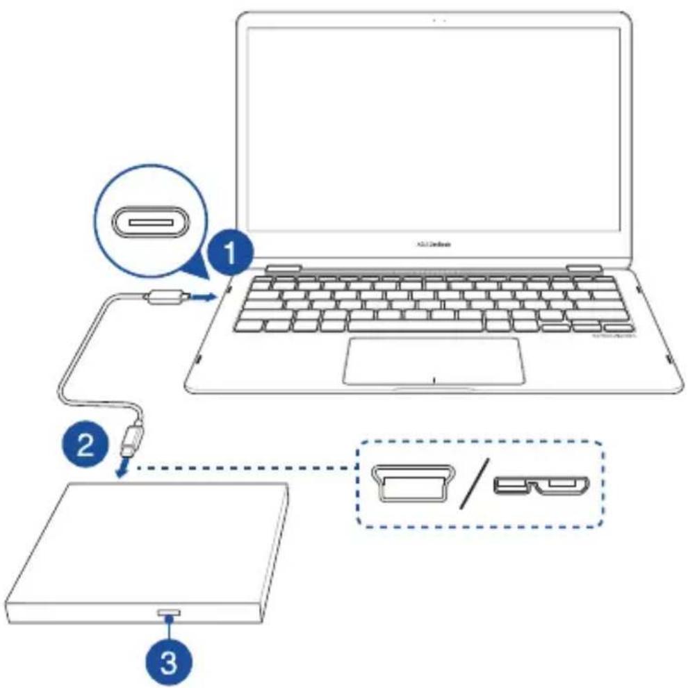 ASUS BW16D1HU PRO - Using the bundled USB Type-C® cable - 1