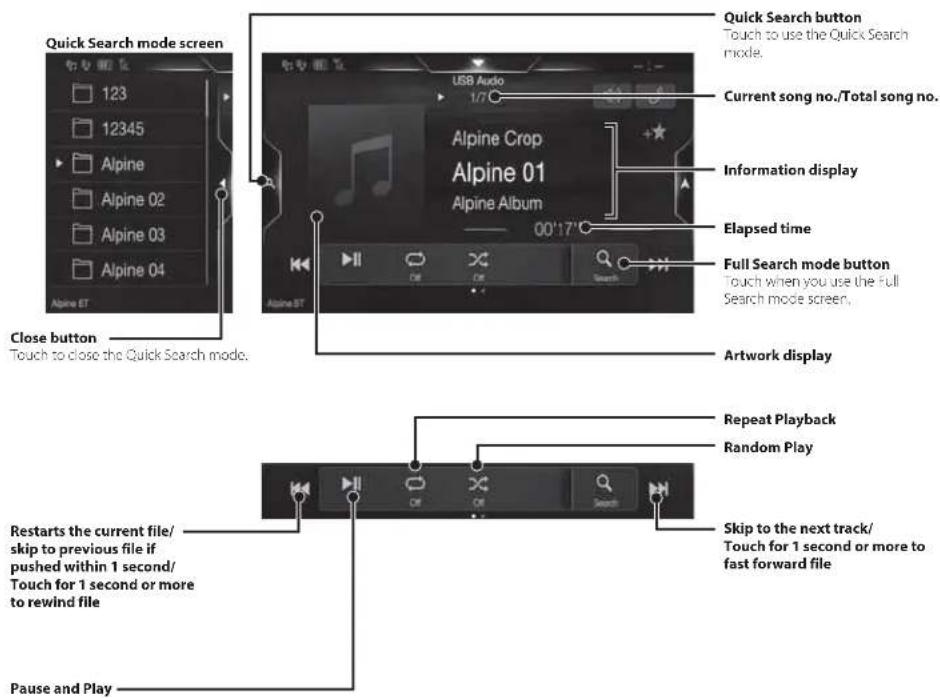 ALPINE X703DA4 - USB Audio main screen example - 1