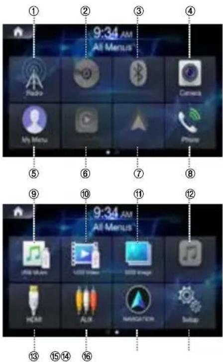 ALPINE INEW611D - All Menus Screen - 2
