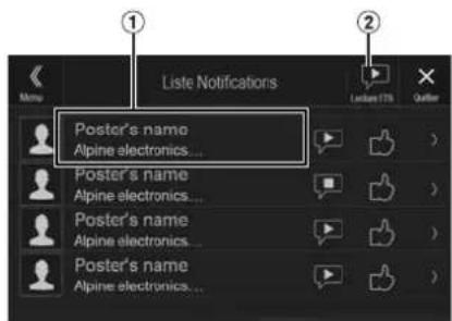ALPINE ILXF903D - Exampie d'écran Liste Notifs. - 1