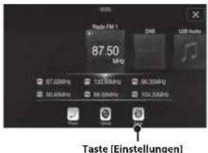 ALPINE INEW720DC - Berühren Sie die Taste [Einstellungen] auf dem Menübildschirm. - 1