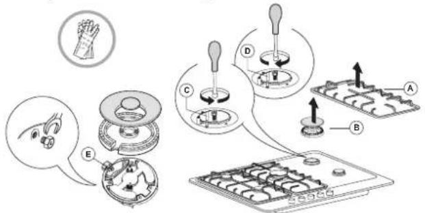 HOTPOINT HAGS 72FBK - SOSTITUZIONE DEGLI INIETTORI (per il tipo vedere tabella ugelli nelle Norme di Sicurezza) - 1