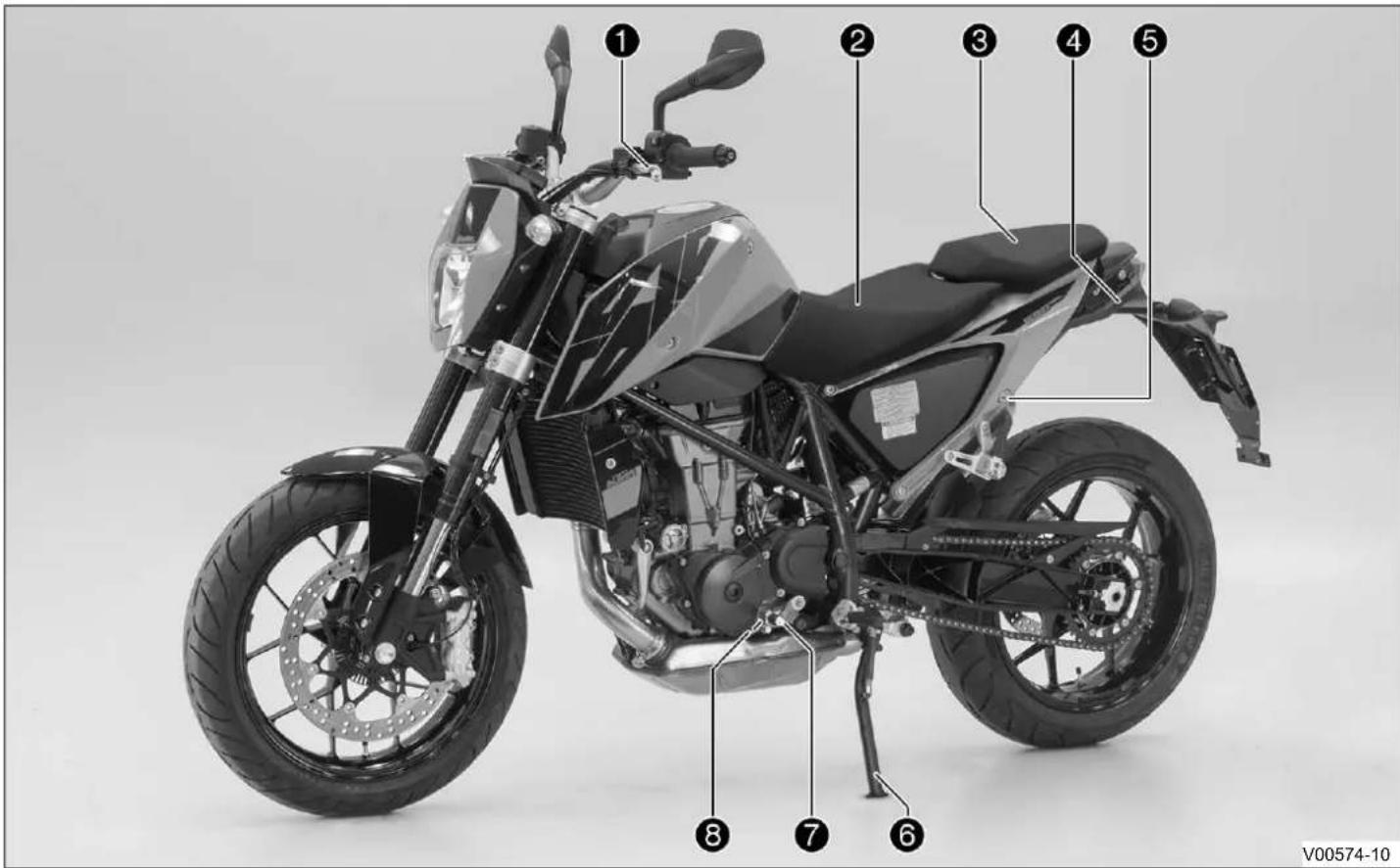 KTM 690 Duke R (2017) - 各部の名称 左前方 (代表写真) - 1
