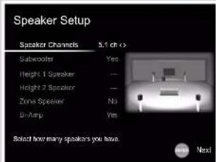 ONKYO TXRZ830 - Réglages "Speaker Setup" durant Initial Setup (→p157) - 1