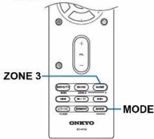 ONKYO TXRZ830 - Changer le mode de la télécommande (ZONE 3) - 3
