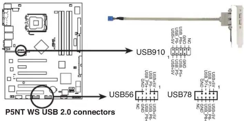 ASUS P5NT WS - Connecteurs USB (10-1 pin USB56, USB78, USB910) - 1