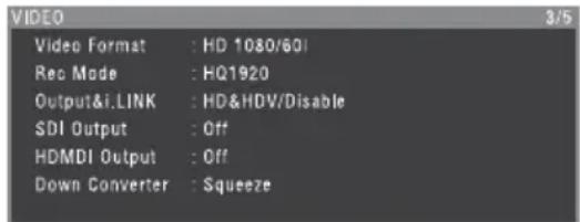 SONY PMW350K - Ecran d'etat VIDEO - 1