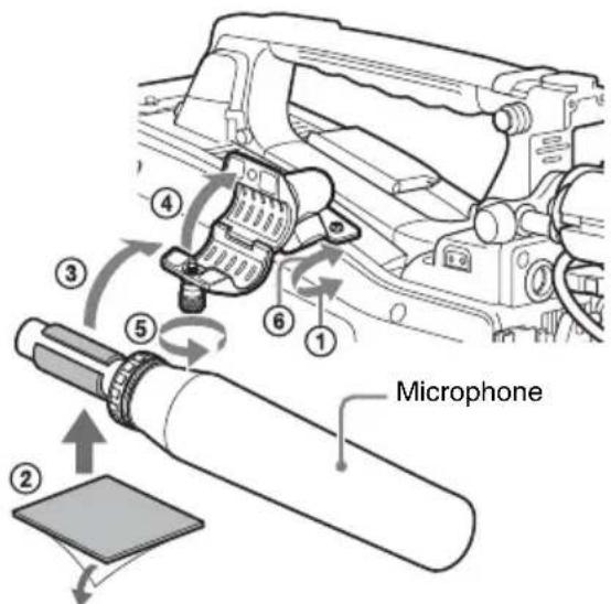 SONY PMW400K - Raccordement de microphones aux connecteurs AUDIO IN - 1