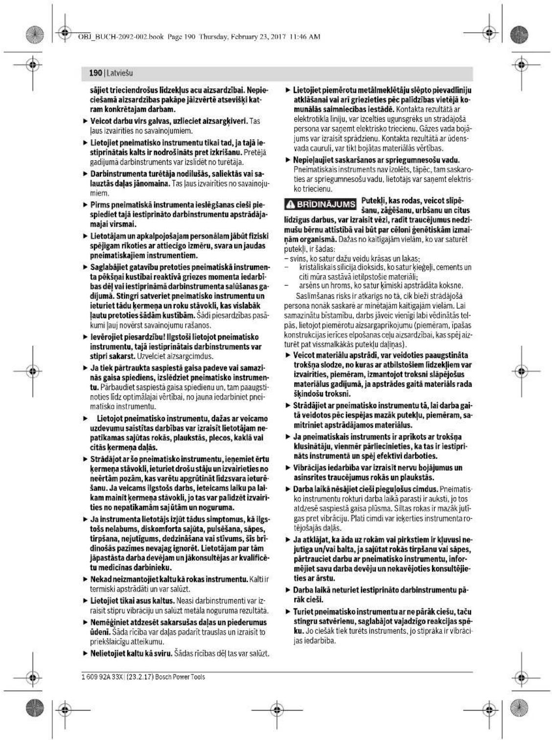 BOSCH DBH 740 R - Drosibas noteikumi pneimatiskajiem perforatoriern - 4