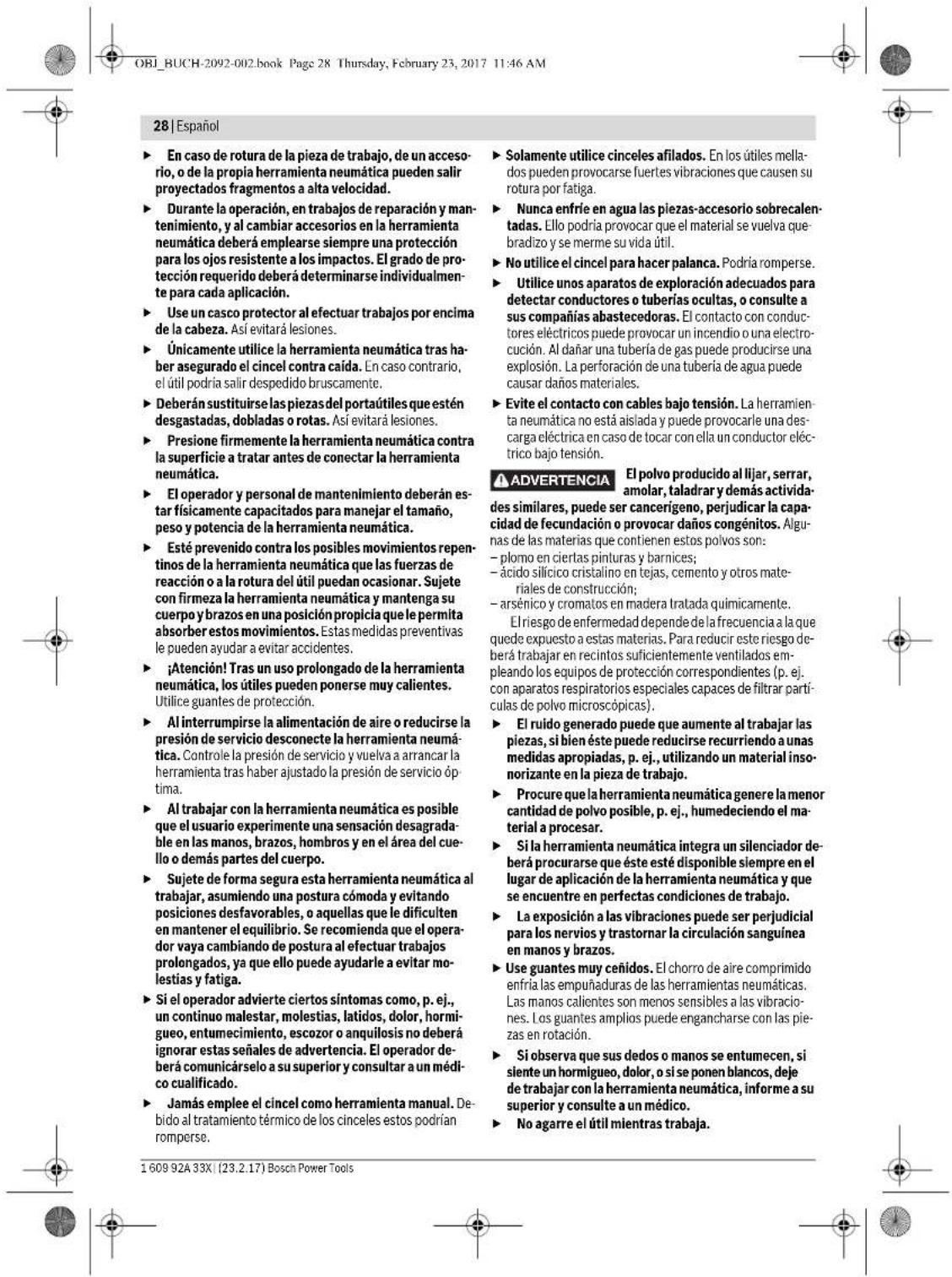 BOSCH DBH 740 R - Instrucciones de seguidad para martillos perforados neumáticos - 7