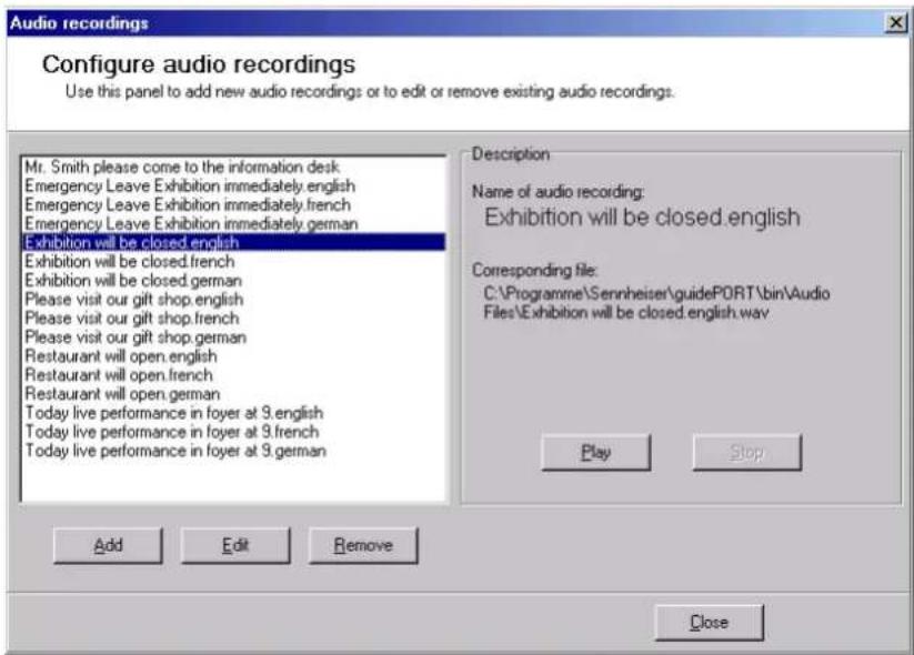 SENNHEISER GP SR 3200 - Enregistrer et diffuser uneannounce immediate - 2