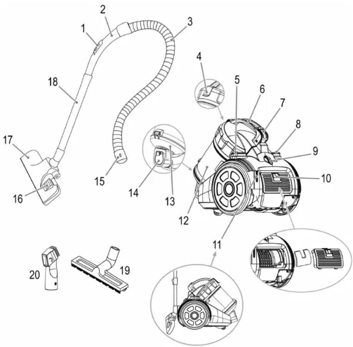 BOMANN BS 9027 CB N - Übersicht der Bedienelemente - 1