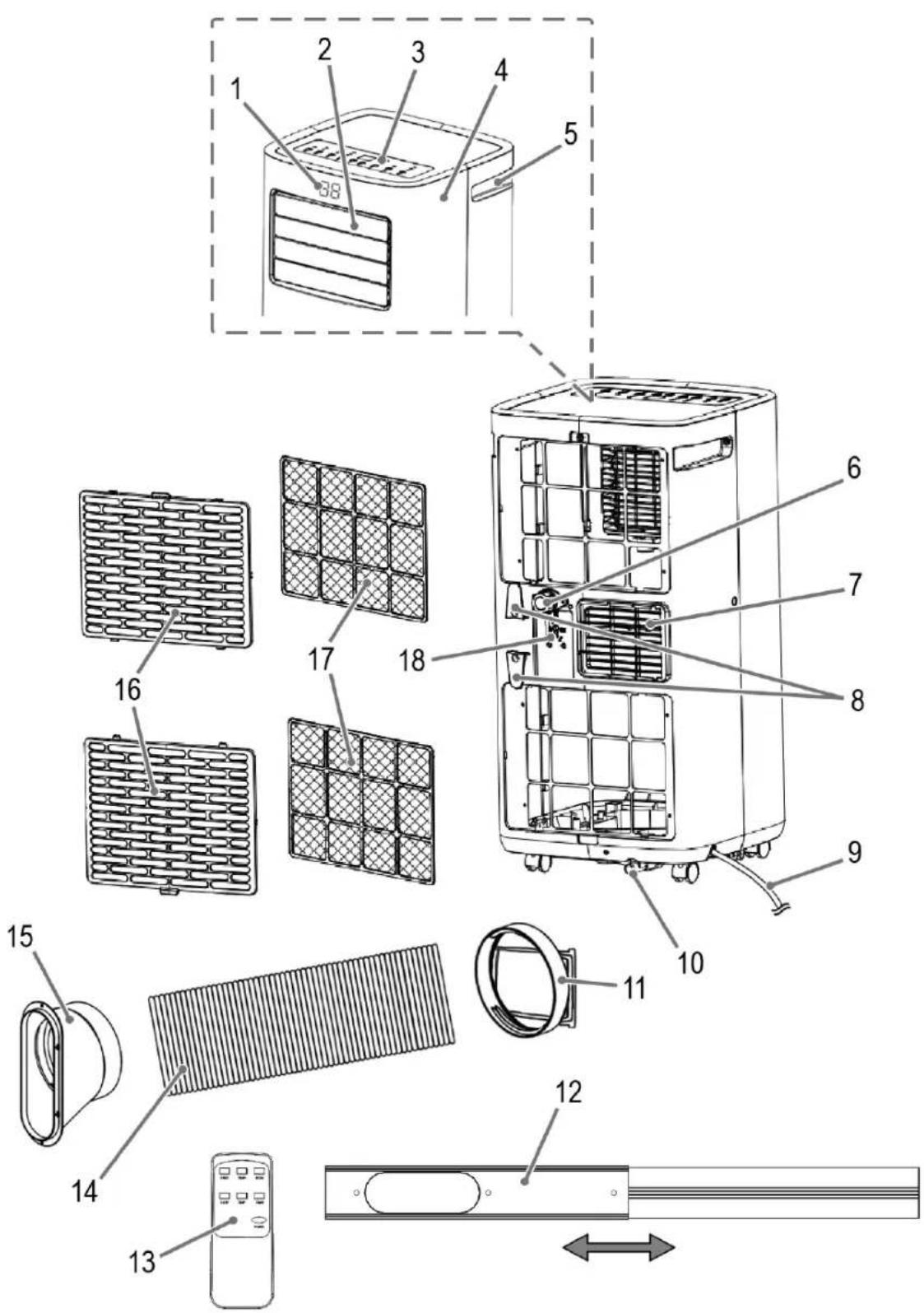 BOMANN CL 6049 CB - Ubersicht der Bedienelemente - 1