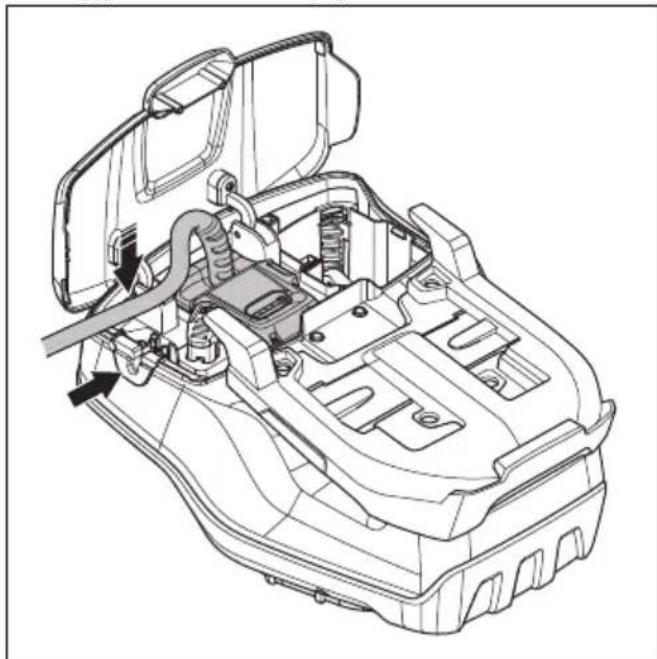 HUSQVARNA LB 548i - Akumuliatoriu bloko (priedas) jstatymas ir isemimas - 6