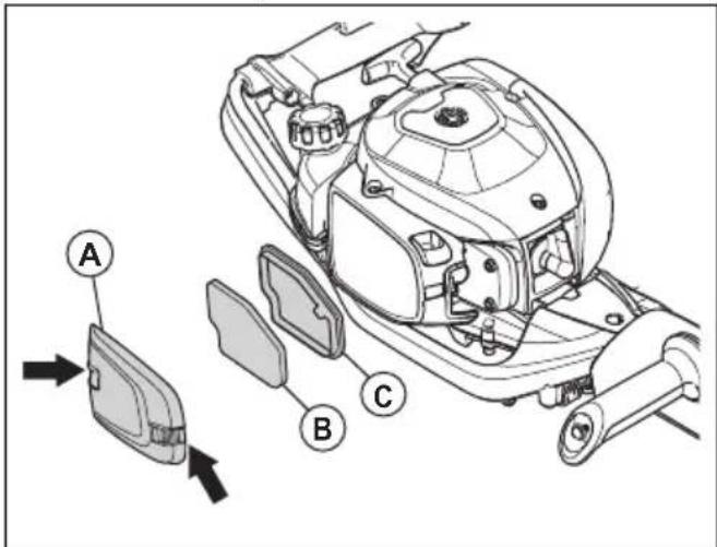 HUSQVARNA 522HS75X - Ilmansuodattimen puhdistaminen - 1