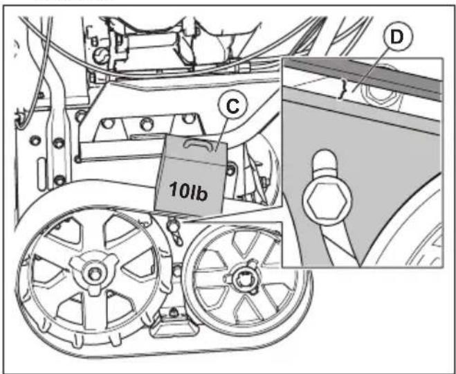 HUSQVARNA ST 424T - Ajuste de la tension de las orugas continuas (solo para ST 424T/427T/430T) - 2