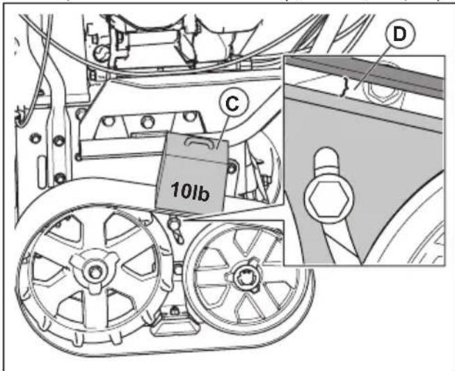 HUSQVARNA ST 424T - Regolazione dei cingoli (solo per ST 424T/427T/430T) - 2