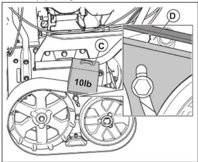 HUSQVARNA ST 424T - Pour régler la tension des chenilles (pour les modèles ST 424T/427T/430T uniquement) - 2