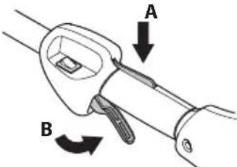 HUSQVARNA 129LK - Clichetul de blocare a butonului de acceleratie - 1