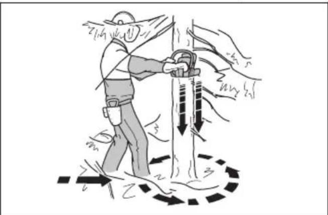 HUSQVARNA 543 XP - Sramatura prima del taglio e percorso di ritirata - 1