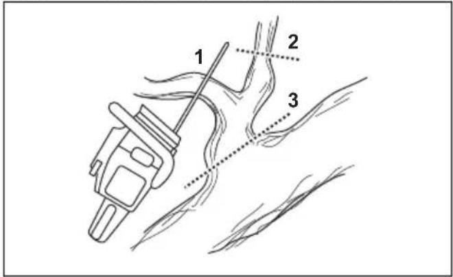 HUSQVARNA 543 XP G - Cortar um tronco com apoio em ambas as extremidades - 5