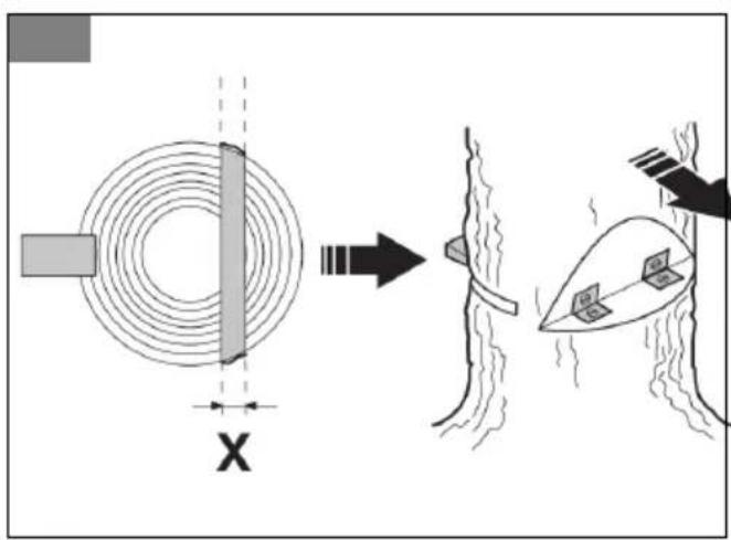 Diagram illustrating a mechanical or electrical process with labeled components and directional arrow, showing transformation from a circular component to a tree-like structure with money bags.